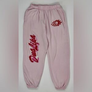 ***SOLD*** Dua Lipa Women's Joggers Pink + Red Sun + Moon Sweatpants Size XL